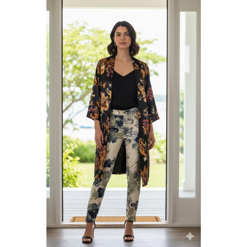 Genetic Women’s Floral Print Skinny Jeans with Zipper Detail NWOT